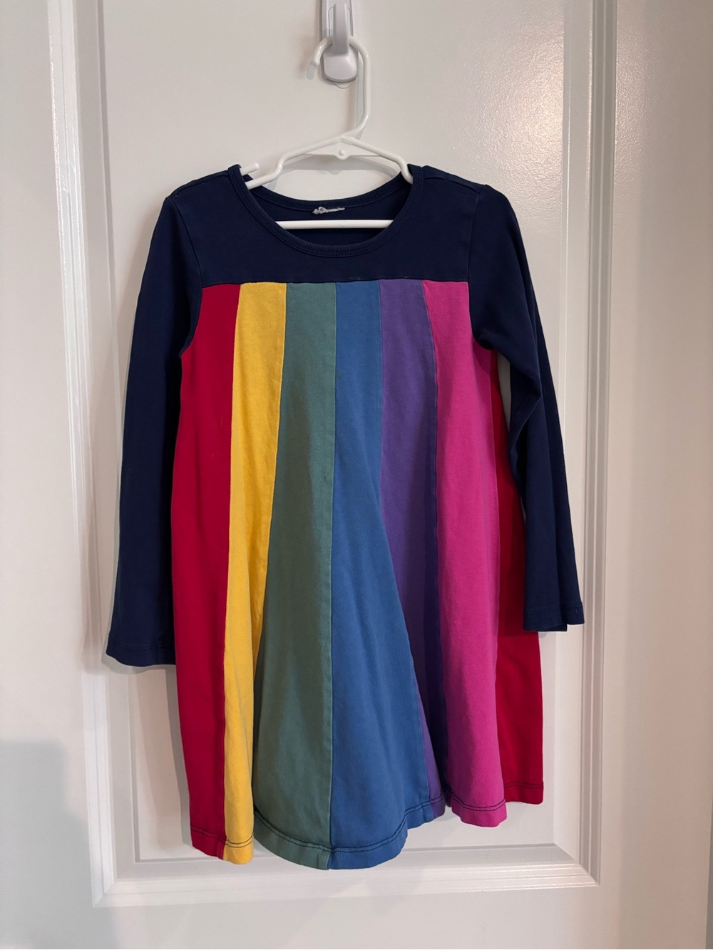 Hanna Andersson Navy Dress with Rainbow Panel Stripes *READ DESCRIPTION*
